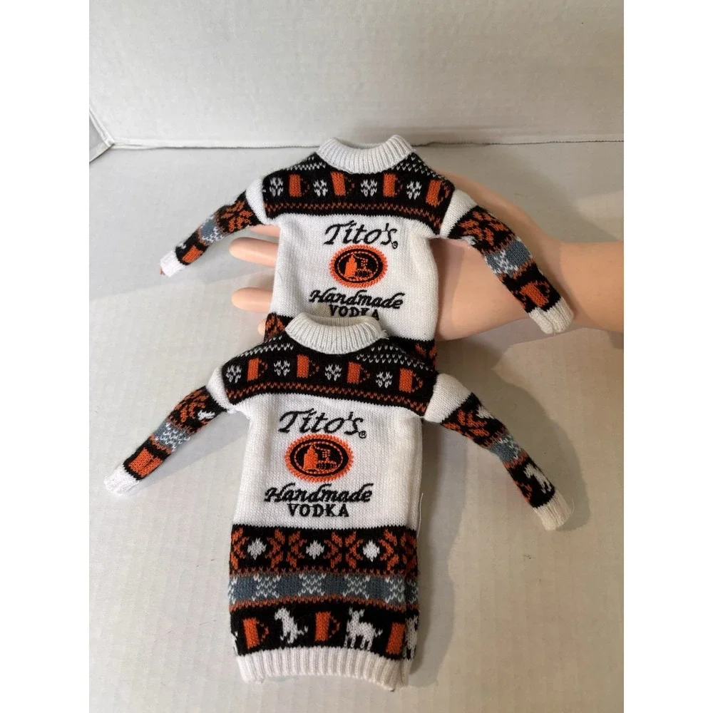Titos Vodka Bottle Sweaters Ugly Xmas Holiday Set of 2 bar‎ novelty
